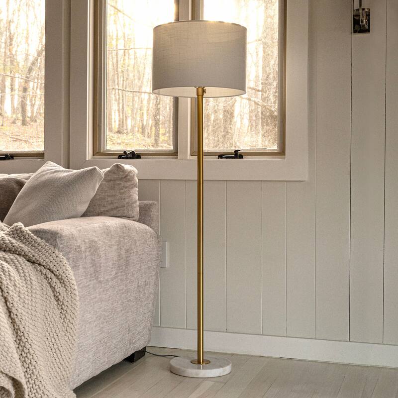 June 65" Adjustable Metal/Marble LED Floor Lamp by JONATHAN Y - 57-65" H x 15" W x 15" D