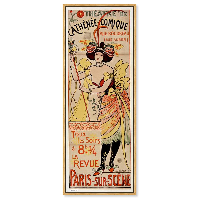 L Athenee Comique Panoramic Canvas by Art Remedy - Gold - 20" x 54"