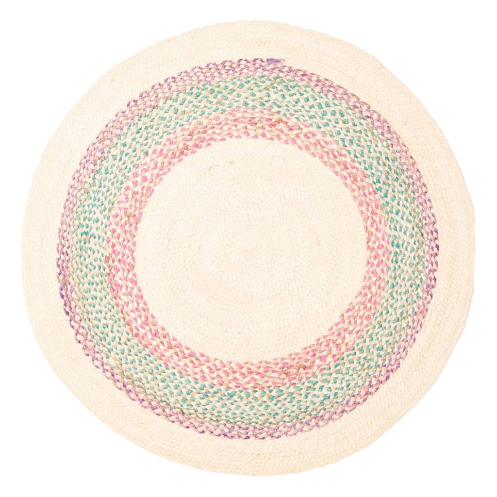 ECARPETGALLERY Braided Weave Palas Denizli Cream Jute Rug - 3'3 x 3'3