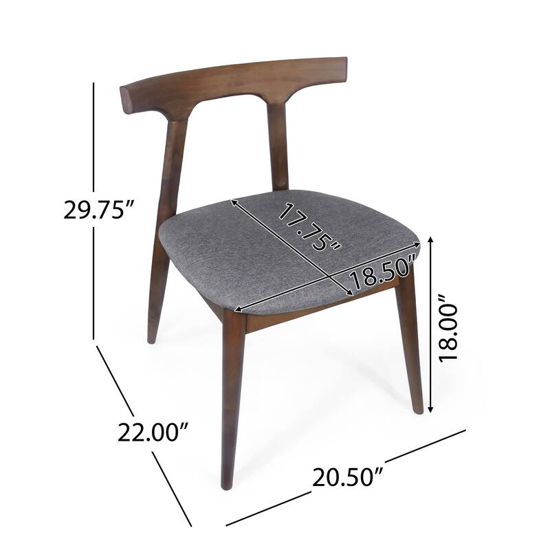 Dining Chairs Set of 2, Upholstered Kitchen Chairs with Curved Backrest, Wood Leg Accent Chairs