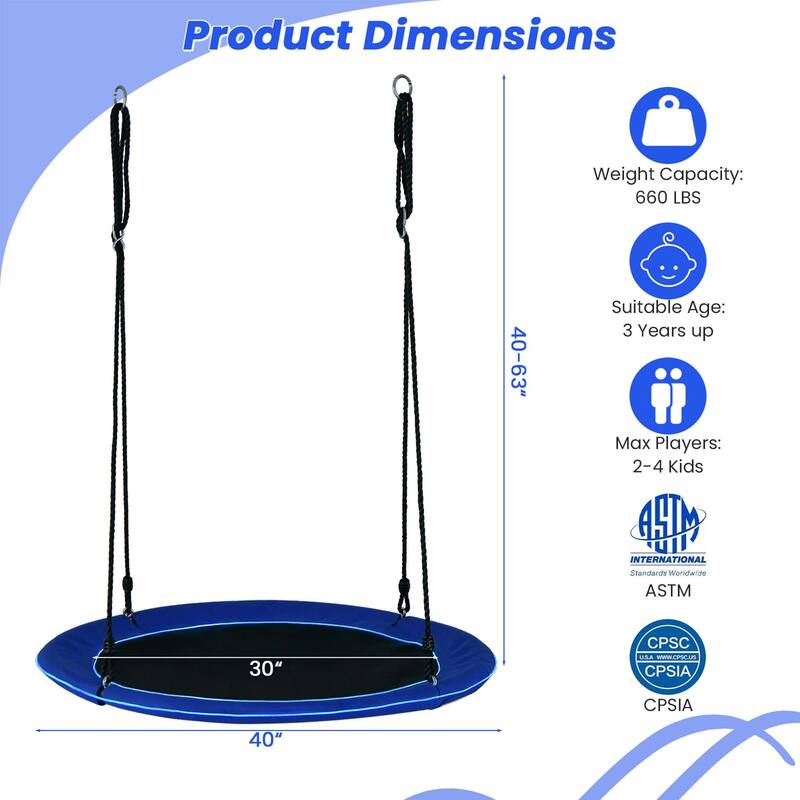 Costway 40'' Saucer Tree Swing 660 LBS for Kids Adults Outdoor with - See Details