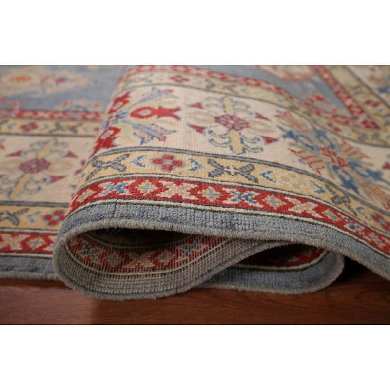 Light Blue Kazak Area Rug Handmade Wool Carpet - 8'0" x 9'11"