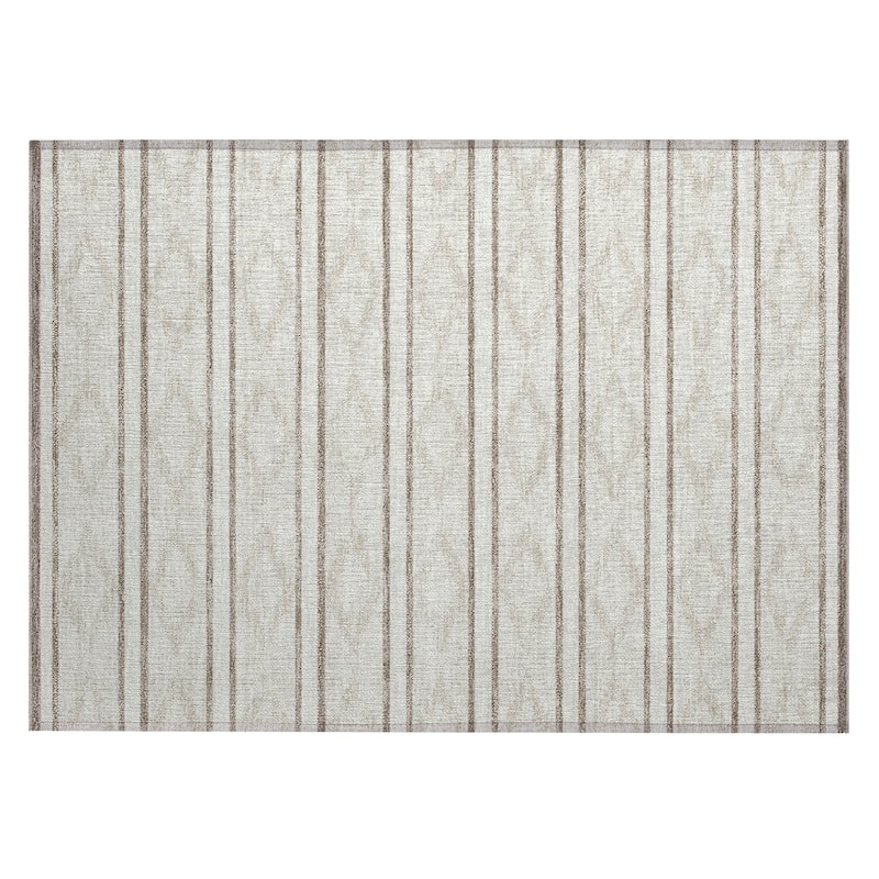Machine Washable Indoor/ Outdoor Diamond Stripe Chantille Rug