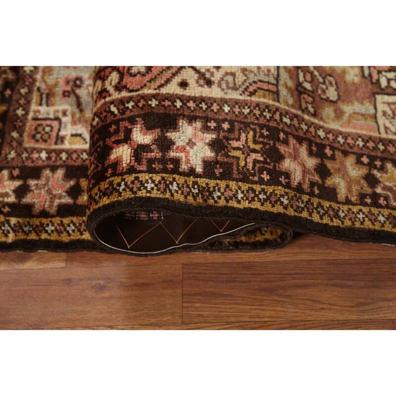 Geometric Heriz Persian Square Area Rug Handmade Wool Carpet - 4'7"x 5'5"