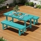 preview thumbnail 28 of 58, 3-Piece HDPE Outdoor Dining Set with Umbrella Hole Table and Two 2-Person Benches