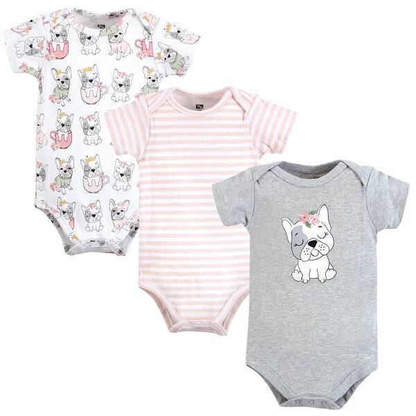 slide 1 of 1, Hudson Baby Girl Cotton Bodysuits, Girl Whimsical Dog 0-3 Months - Girl Whimsical Dog