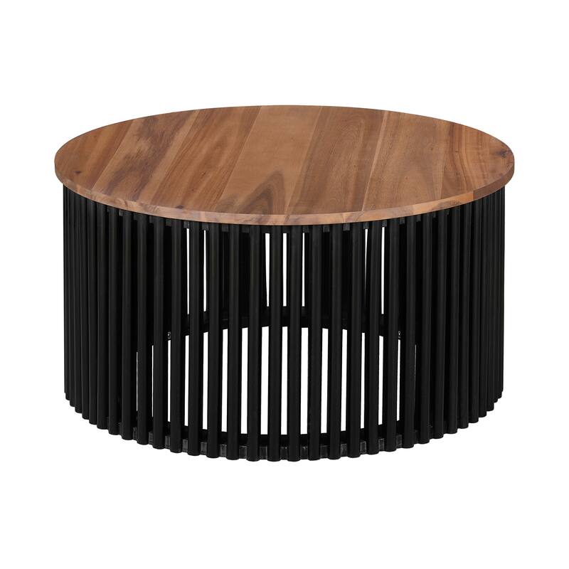 Acacia Solid Wood Coffee Table/Side Table,Natural & Black Color