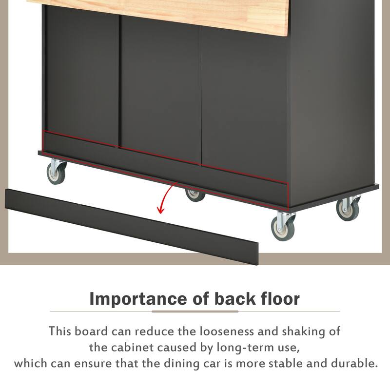 Rolling Mobile Kitchen Island with Drop Leaf