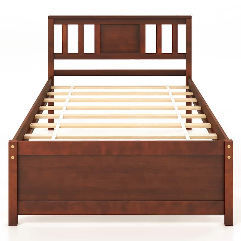 Gymax Twin/Full/Queen Size Bed Frame w/ Headboard Wood Slat Support No