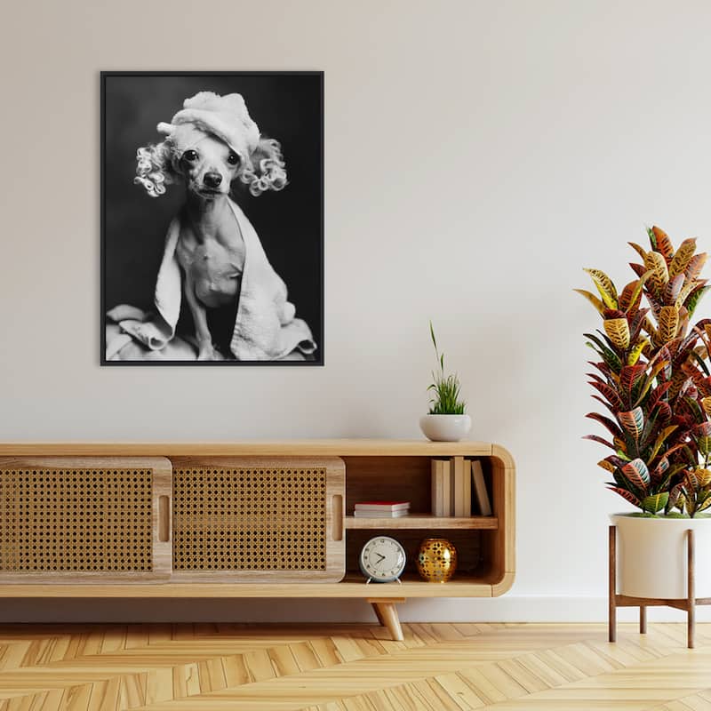 Spa Day Pooch by Niky Rahner Framed Canvas Wall Art