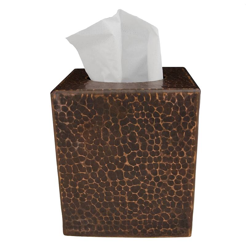 Small Hammered Copper Tissue Box Cover in Oil Rubbed Bronze (TBCSDB) - Brown