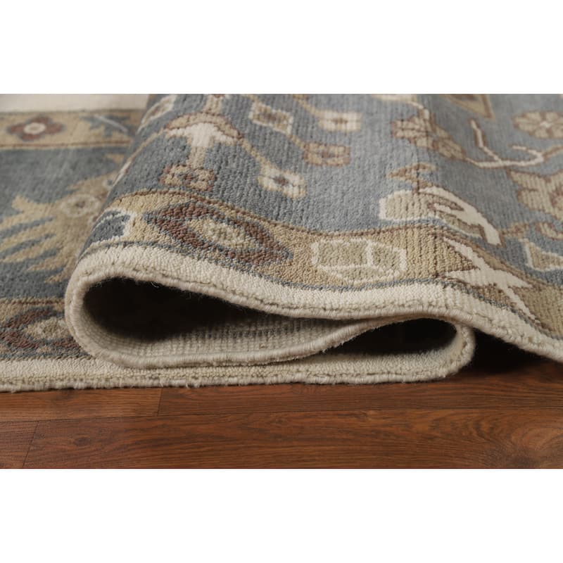 Ivory Oushak Indian Large Rug Hand-Knotted Wool Carpet - 10'0" x 14'1"