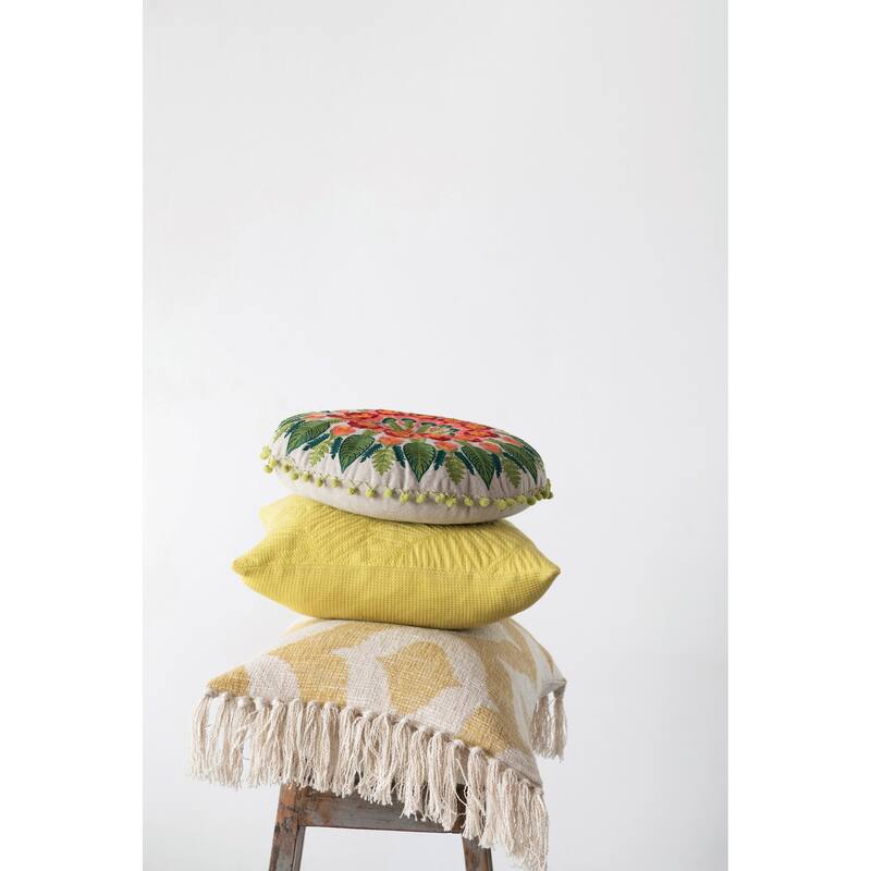 Cotton Velvet Pillow with Palm Print Gusset