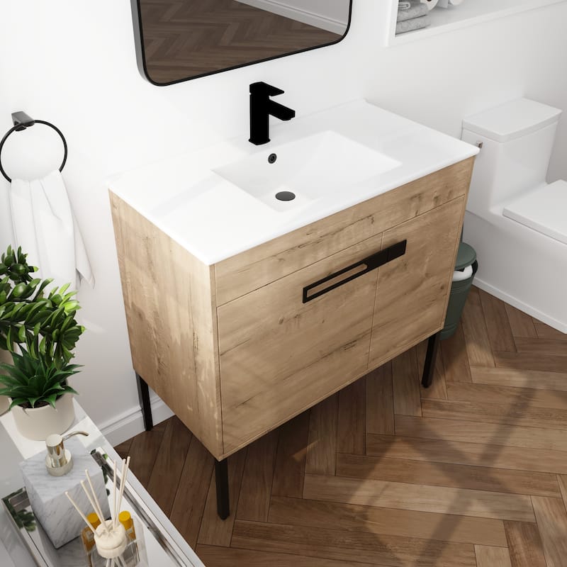 Beingnext 24"/30"/36" Bathroom Vanity with Sink, Freestanding/Floating Bathroom Vanity with Soft Close Door and Adjustable Shelf