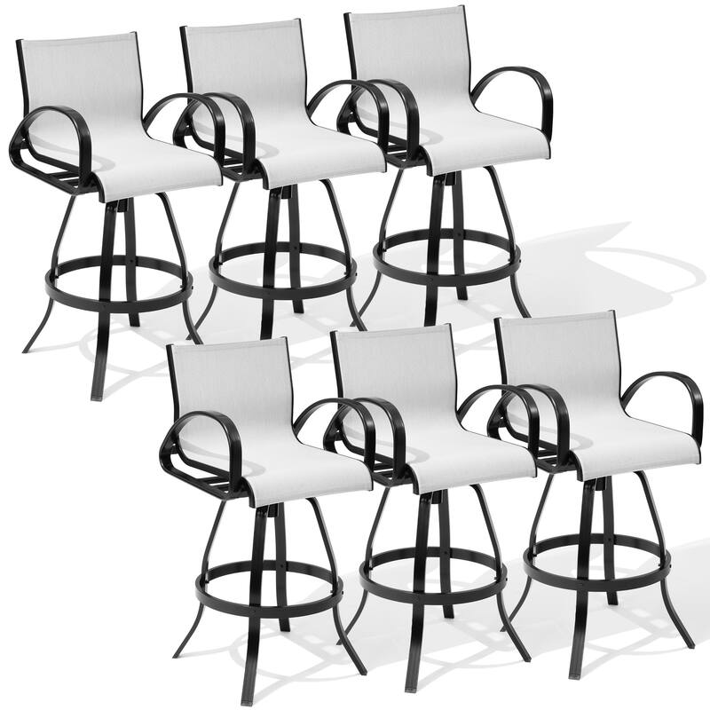 Crestlive Products Outdoor Patio All-weather Aluminum Swivel Bar Stools Sunbrella