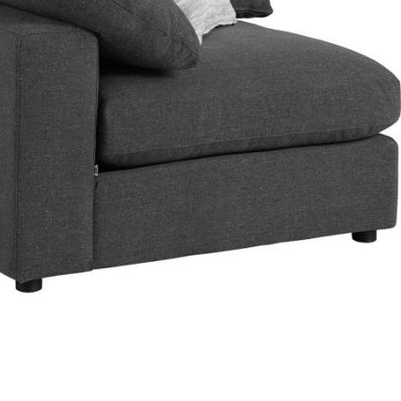 Fabric Upholstered Wooden Corner Chair with Loose Cushion Seat, Gray