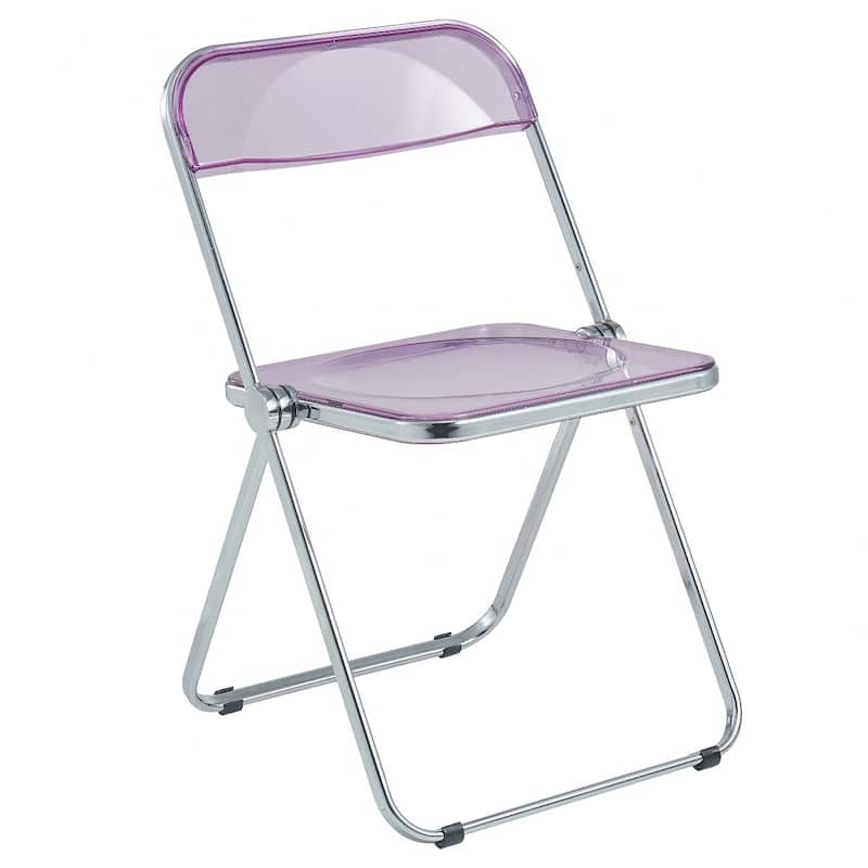 LeisureMod Lawrence Acrylic Folding Dining Chairs and Dining Table Set