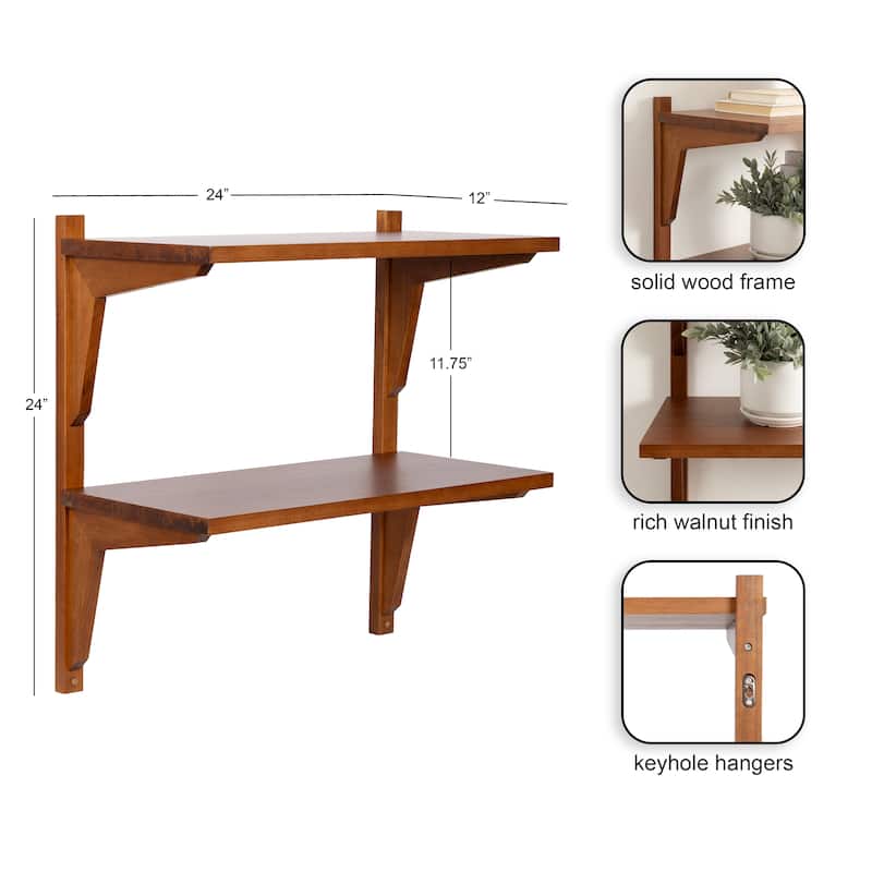Kate and Laurel Meridien Mid-Century Wall Shelves