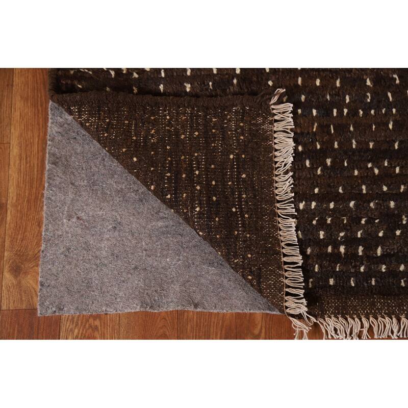 Hand Knotted Oriental 100% Wool Carpet Tribal Tribal Brown Moroccan Area Rug - 7' 11'' X 5' 8''