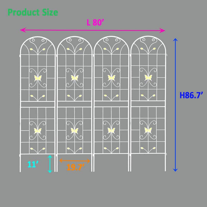 2 Pack/4 Pack Metal Garden Trellis 86.7" x 19.7" Garden Fence Rustproof Trellis for Climbing Plants Support Roses Flower Planter