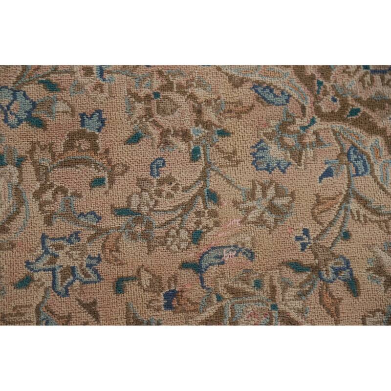 Hand Knotted Oriental 100% Wool Carpet Traditional Floral Peach Mashad Area Rug - 12' 6'' X 9' 7''