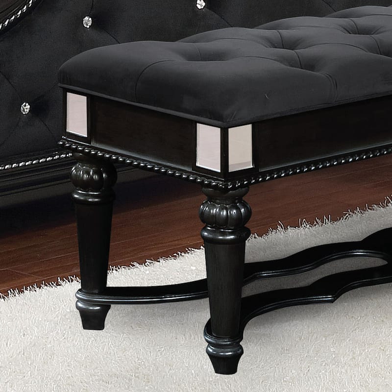 Zeln Traditional Fabric Tufted Upholstered Accent Bench by Furniture of America