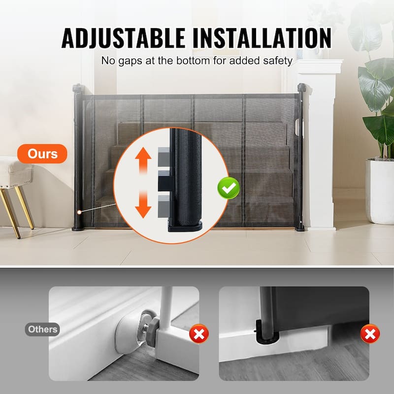 Mesh Foldable Wide Retractable Baby Gate Suitable for Playrooms Kitchens Or Hallways