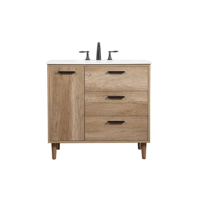 Elegant Lighting VF47036 Baldwin 36" Free Standing Single Basin Vanity - Natural Oak - Oak Finish