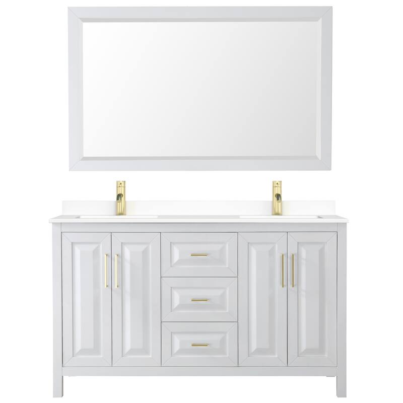 Daria 60 Inch Double Vanity, Cultured Marble Top, 58 Inch Mirror
