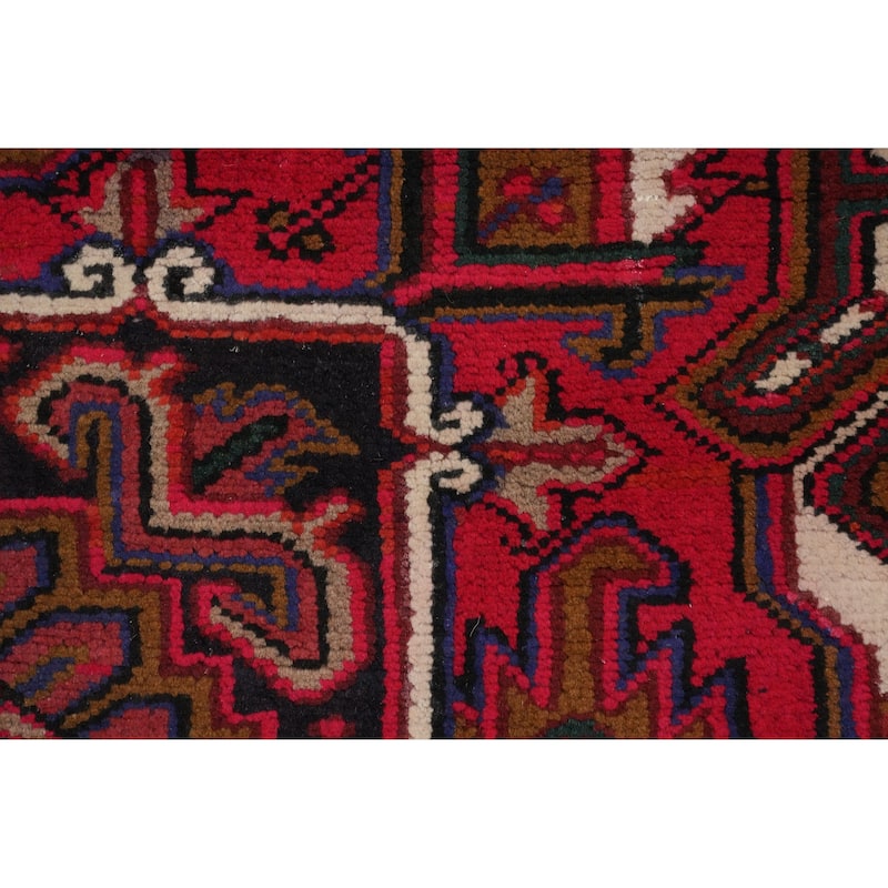Hand Knotted Oriental 100% Wool Carpet Traditional Medallion Red Heriz Area Rug - 9' 7'' X 6' 9''