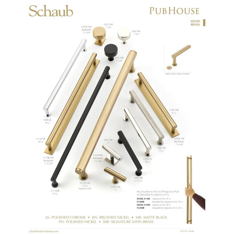 Schaub and Company Pub House 18" Center to Center Smooth Bar Solid