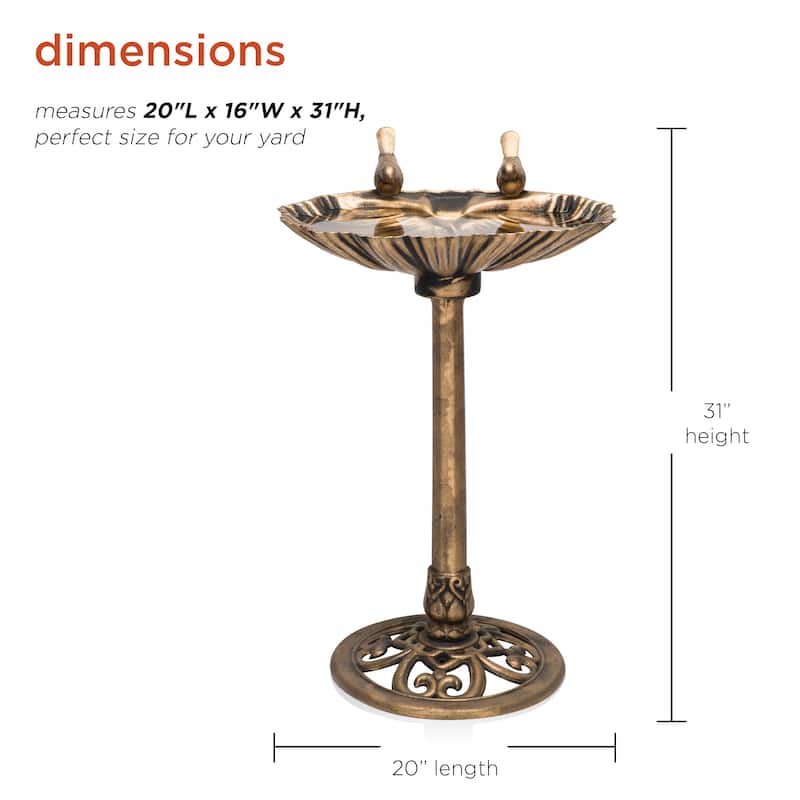 Alpine Corporation 31" Tall Outdoor Vintage Birdbath with Bird Figurines Yard Statue