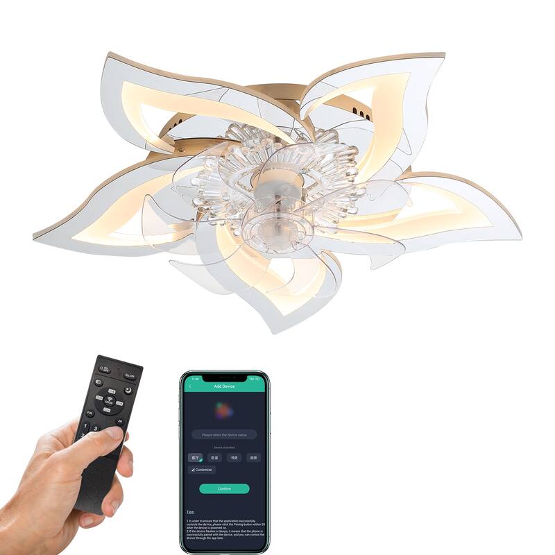 27 In Ceiling Fan with Lights Remote Contro Dimmable LED, 6 Gear Wind Speed Fan Light