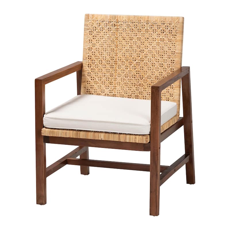 Lovina Bohemian Light Honey Rattan and Acacia Wood Arm Chair - Brown