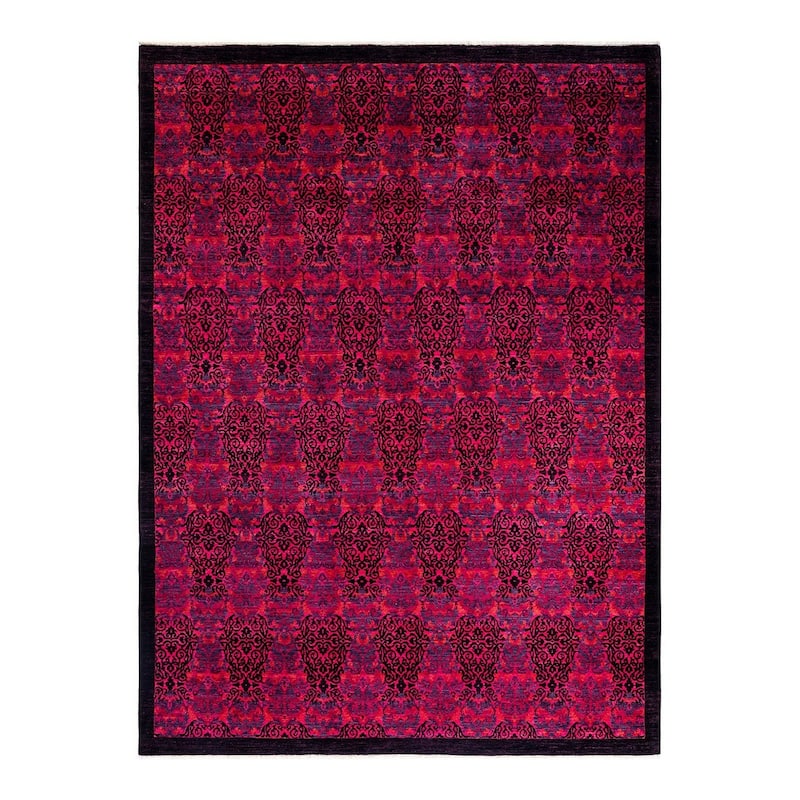 Overton Hand Knotted Wool Vintage Inspired Modern Contemporary Overdyed Pink Area Rug - 9' 1" x 12' 2"