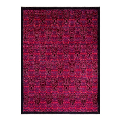 Overton Hand Knotted Wool Vintage Inspired Modern Contemporary Overdyed Pink Area Rug - 9' 1" x 12' 2"