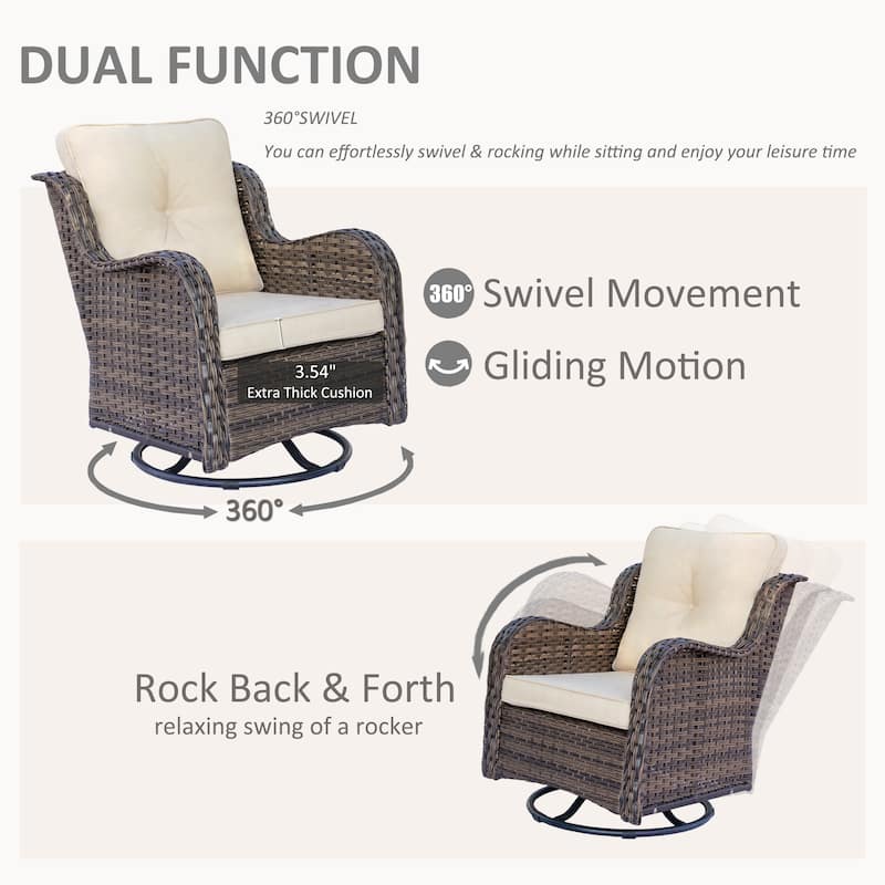 Rattan Outdoor Furniture Set-9 Piece Outdoor Patio Furniture Set with Swivel Chairs