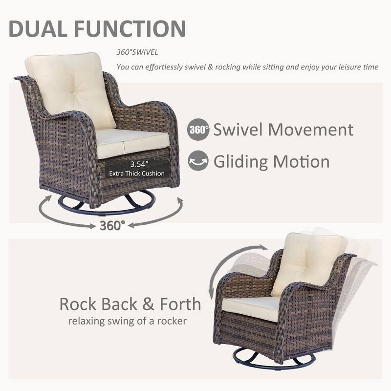 Patio Conversation Sets-Wicker Patio Furniture Sets with Swivel Chairs