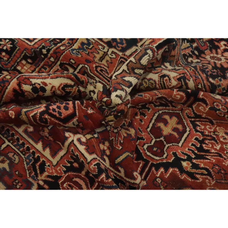 Hand Knotted Oriental 100% Wool Carpet Traditional Medallion Oranges & Rust Heriz Area Rug - 10' 3'' X 7' 1''