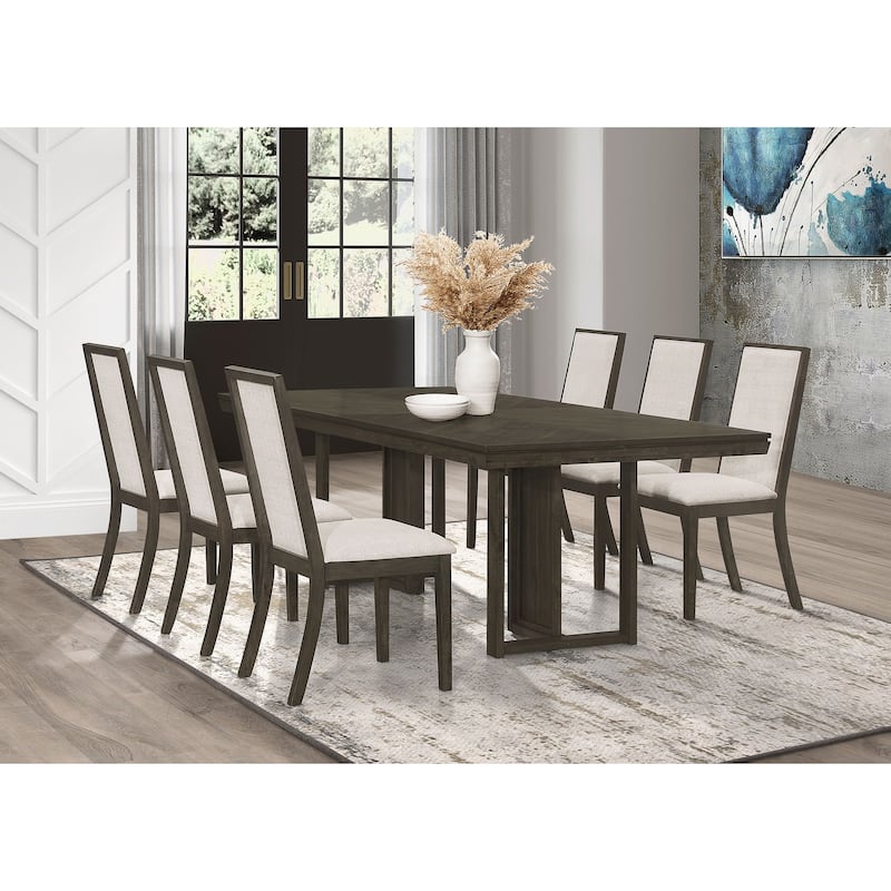 Kelly Beige and Dark Grey Rectangular Dining Table Set