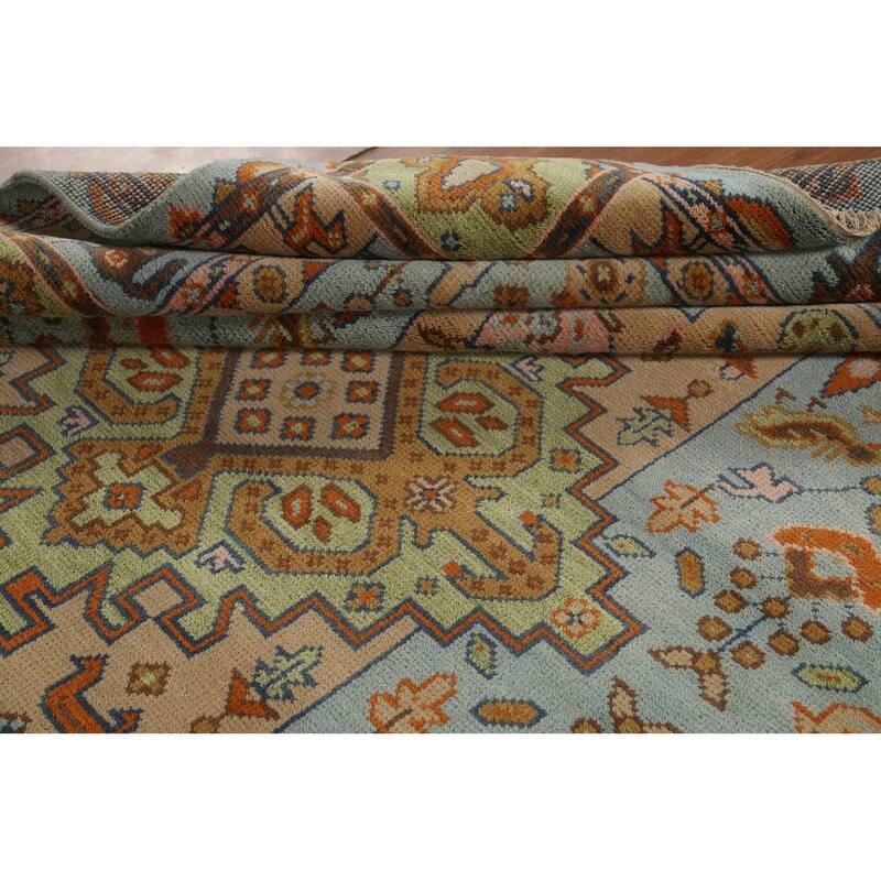 Light Blue Tribal Kazak Oriental Area Rug Handmade Wool Carpet - 8'3"x 9'11"