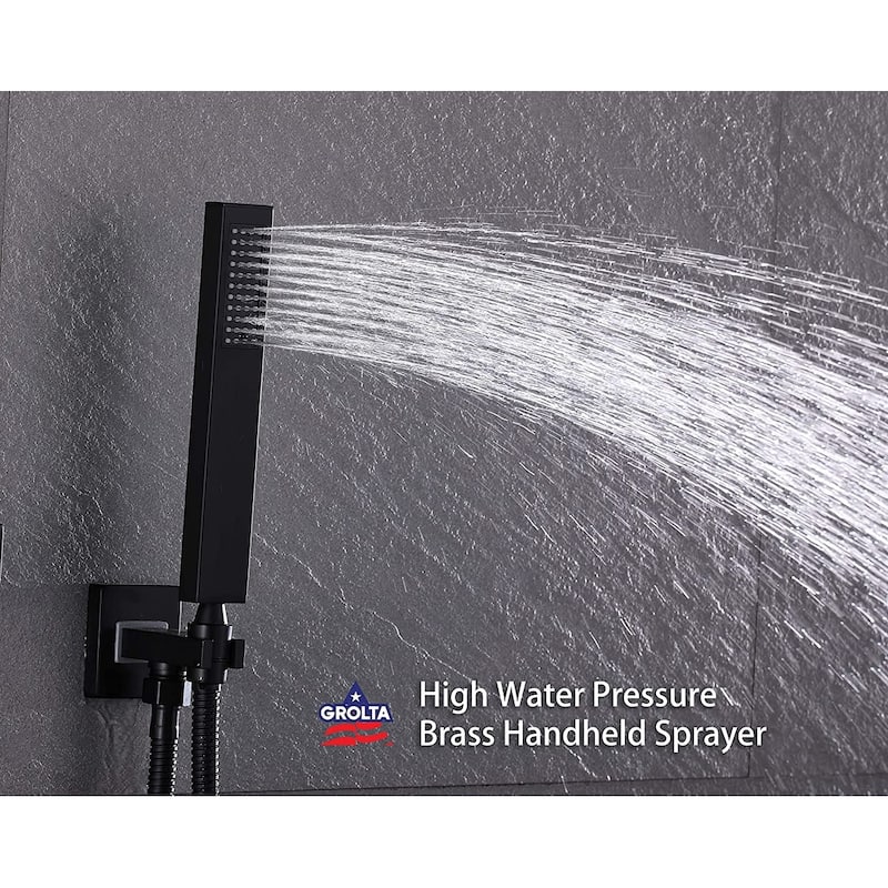 Matte Black 22 Inch Rainfall Waterfall 3 Way Digital Display Shower ...