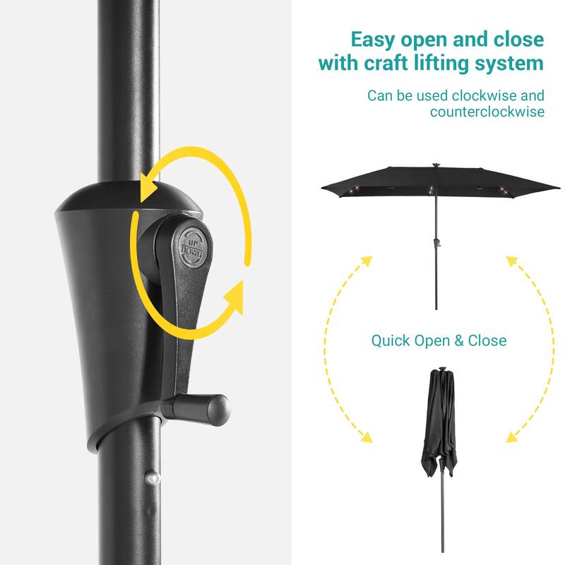 BONOSUKI 11x7/10x6.5ft Solar LED Double-Sided Patio Umbrella with Large Canopy Outdoor Table Umbrella