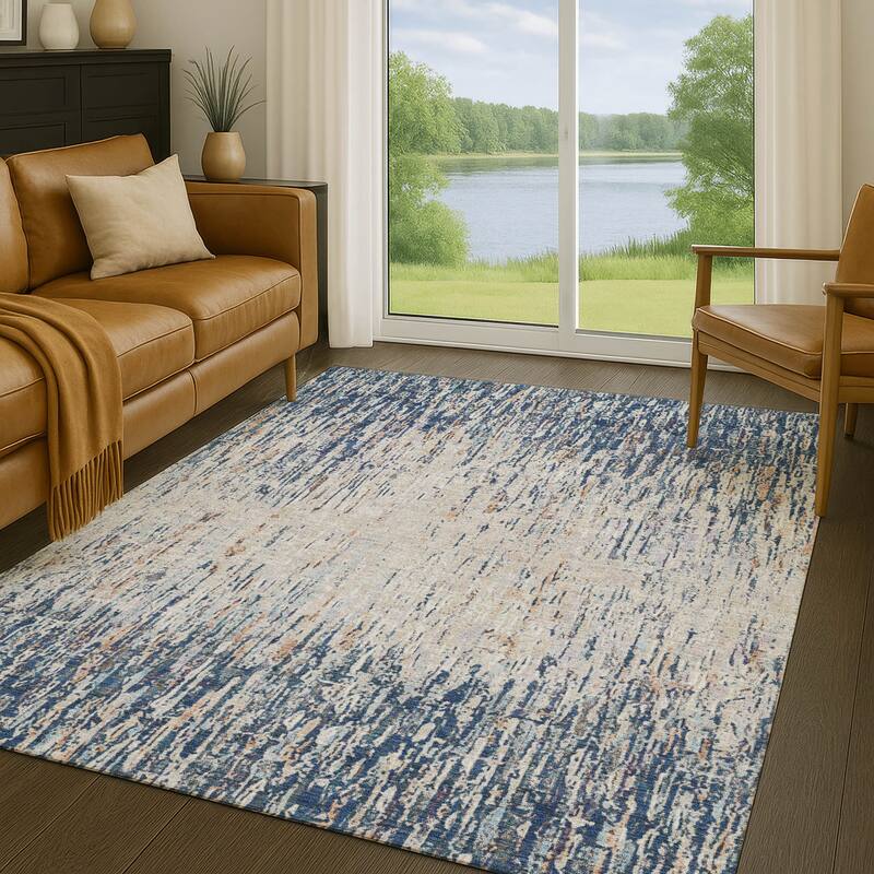 Machine Washable Indoor/ Outdoor Abstract Moxy Chantille Rug