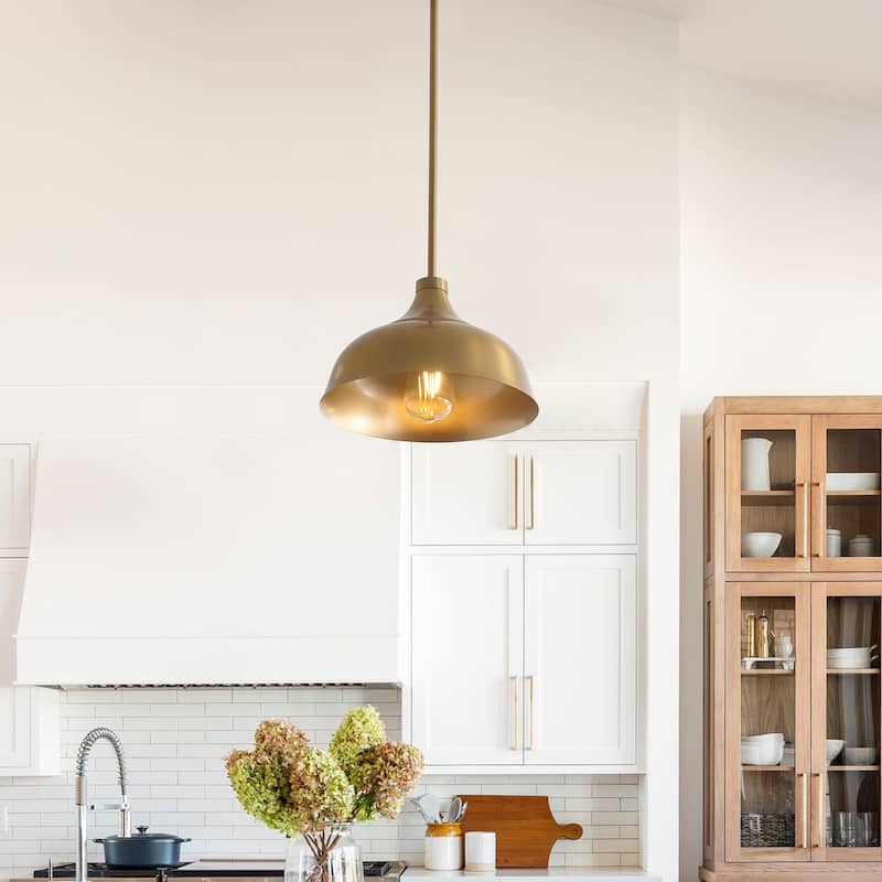 Vintage Gold 1-Light Dome Shape Hanging Lamp Fixture