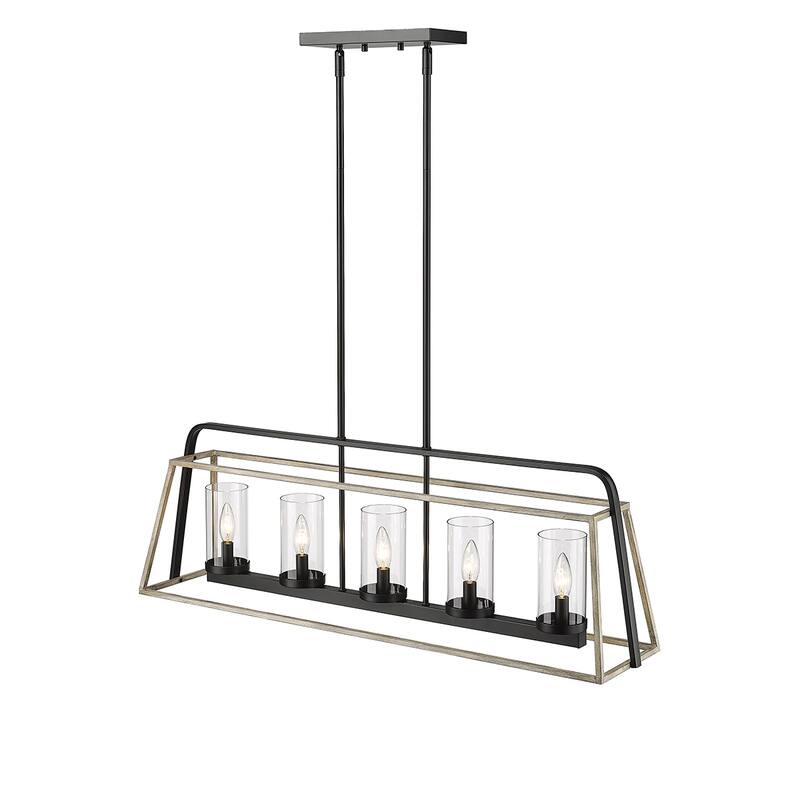 Millennium Lighting Bonnie 5 Light Chandelier Ceiling Fixture in Matte Black Grey Wood