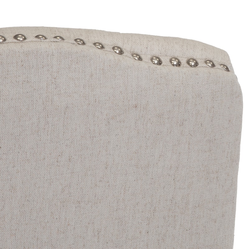 Weathered Hardwood Studded Beige Dining Chair (Set of 2) by Christopher Knight Home