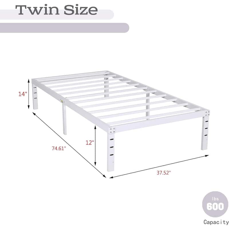 alazyhome 14 inch Metal Platform Bed Frame Steel Slat