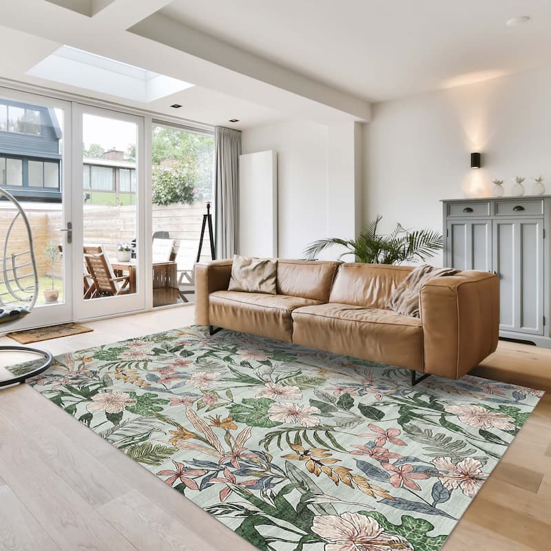 Gertmenian Crystal Print Soft Flat Pile Polyester Slip Resistant Washable Indoor Printed Area Rug Collection