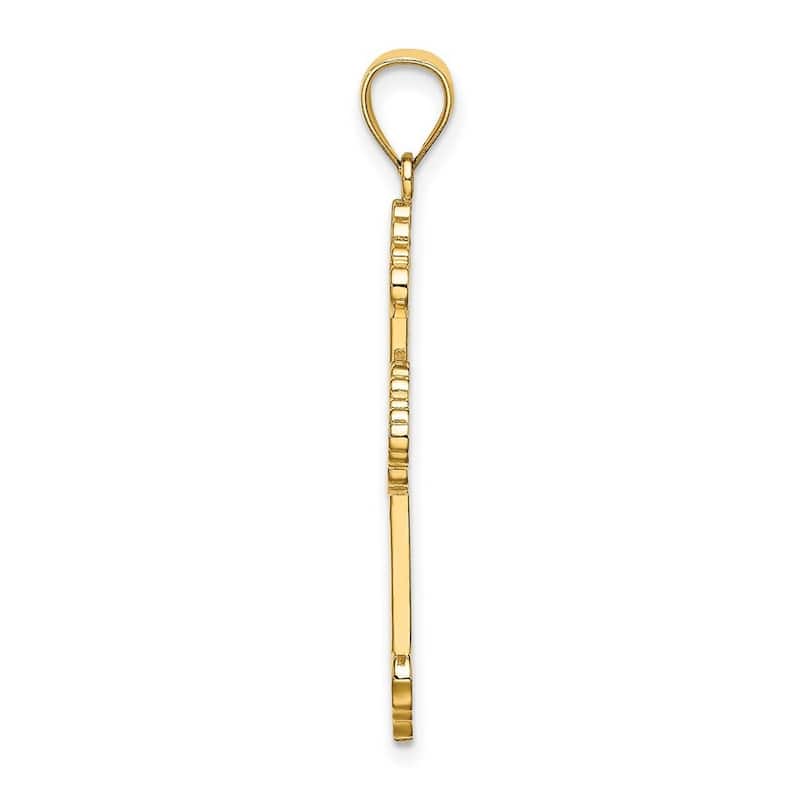 Curata 14k Yellow Gold Beaded Filigree Budded Cross Pendant Necklace 18mm x 29mm